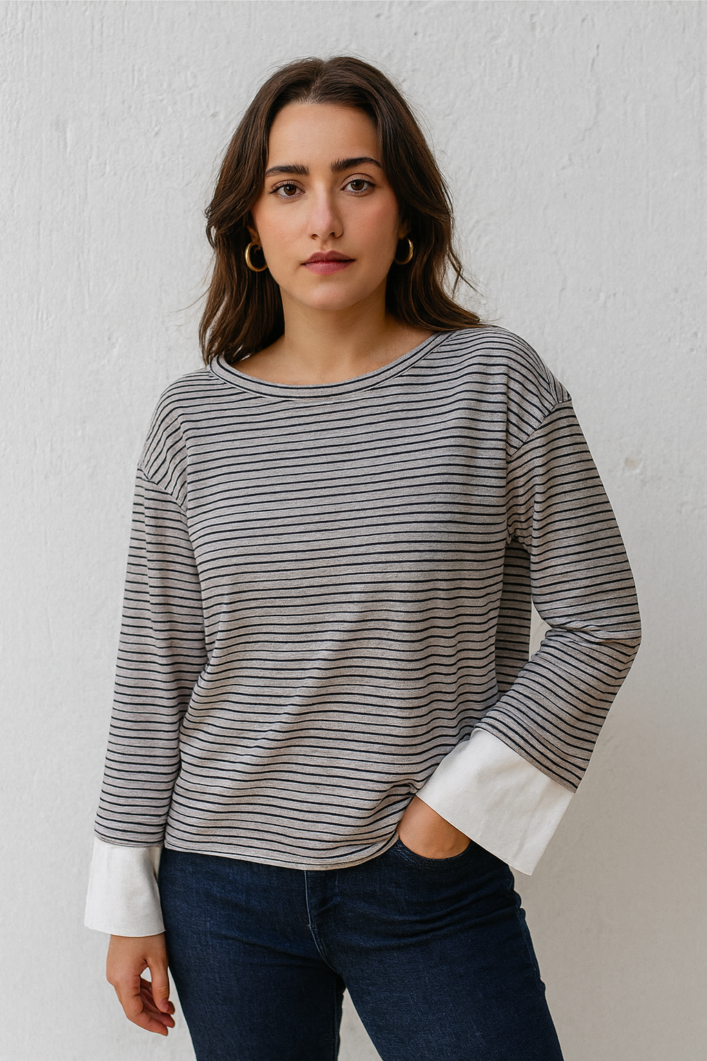 Small lines off Shoulder t-shirt for women