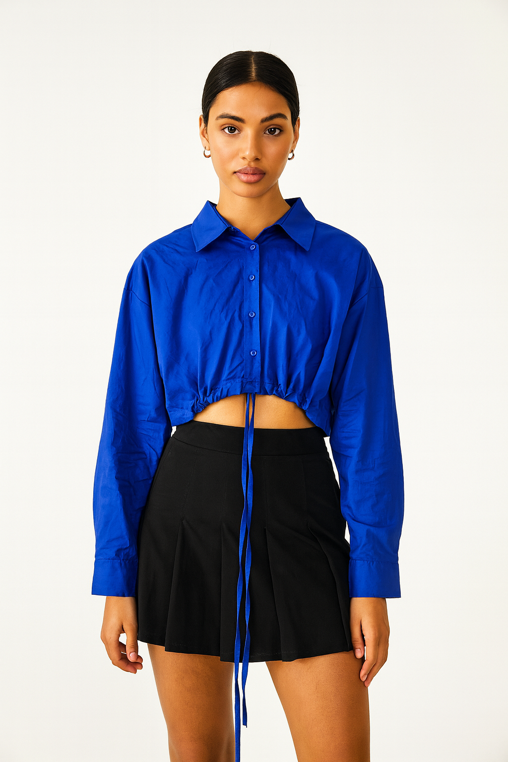 Crop Shirt With Long Fancy Knot For Women
