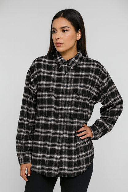 Long Shirt With Checks Print For Ladies