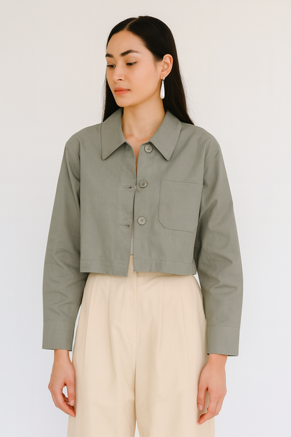 Crop shirt white long hand for women