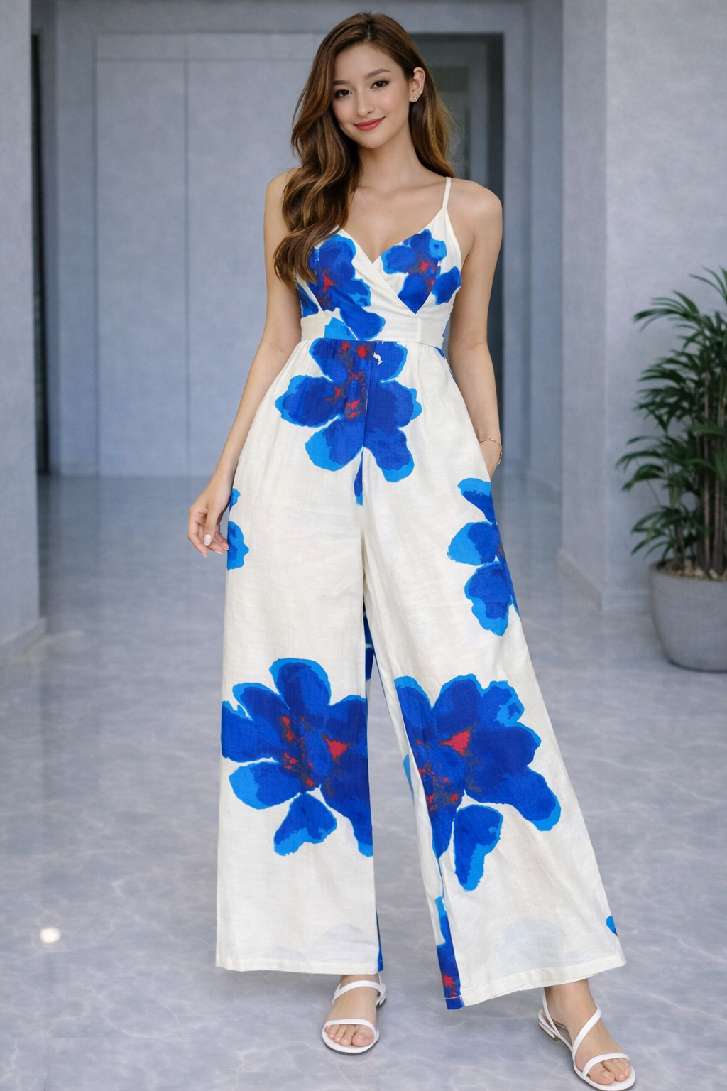 Beautiful blue large flower print set