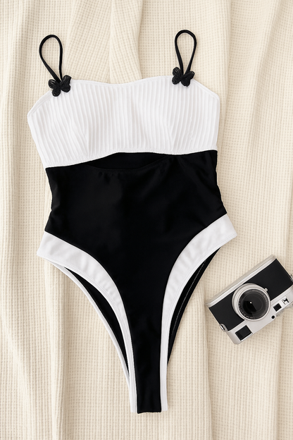 Black and white swim wear