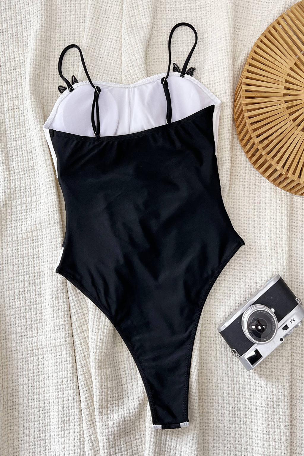 Black and white swim wear