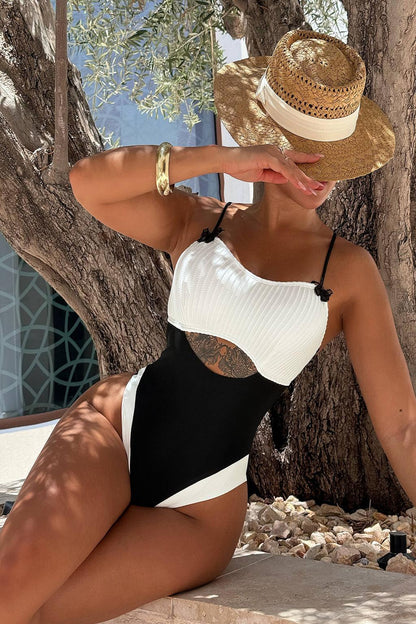 Black and white swim wear