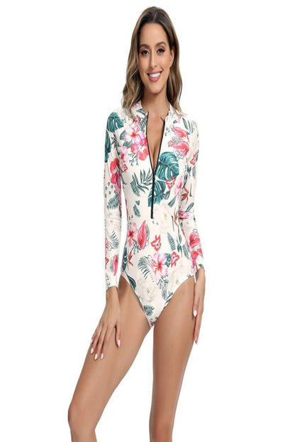 White print swim silk wear