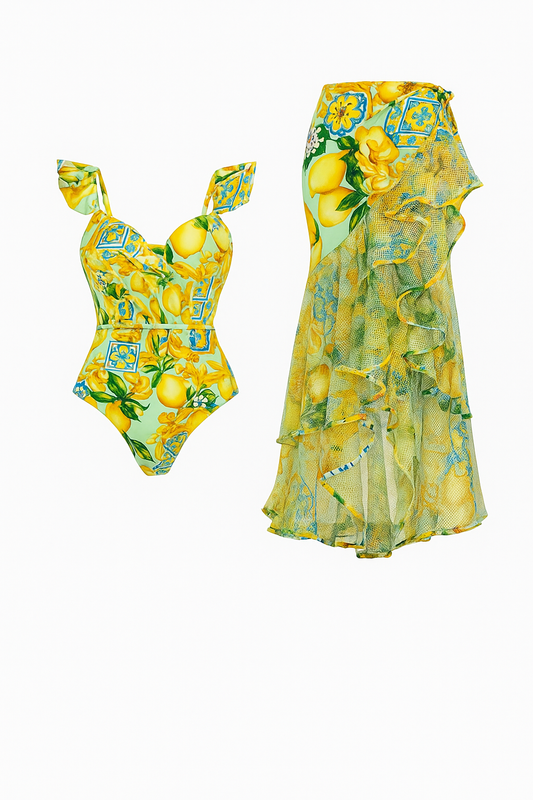 Ruffed 3 piece swim wear