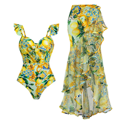 Ruffed 3 piece swim wear