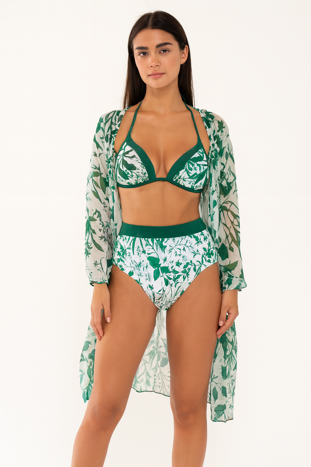 Green Colour Swimsuit With Jacket
