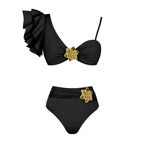 Black colour two piece swim wear