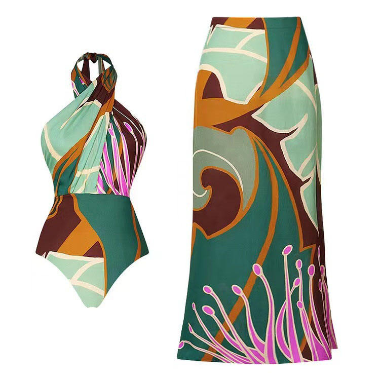 many colour printed women swimming suit