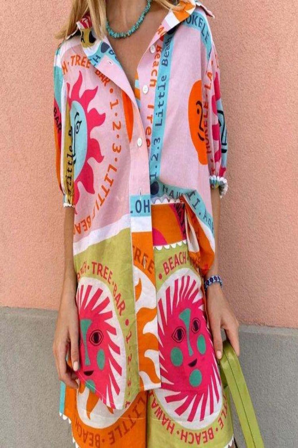 Multi colour printed shirt for women