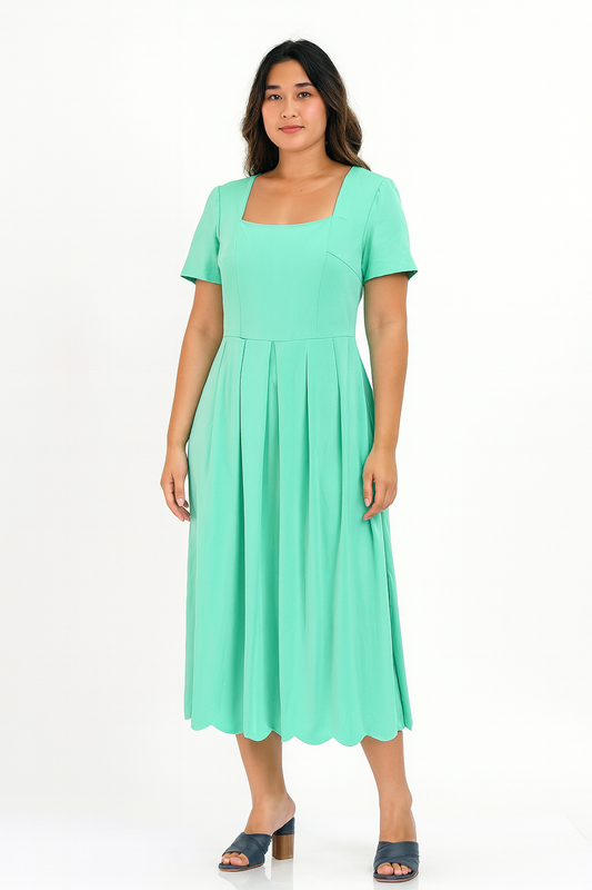 Attractive Neck Shape Midi Dress For Women