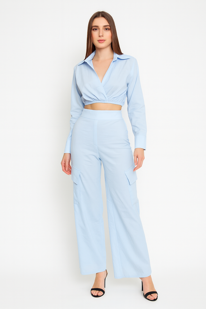 Short Shirt With Palazzo Pant Cord Set For Ladies