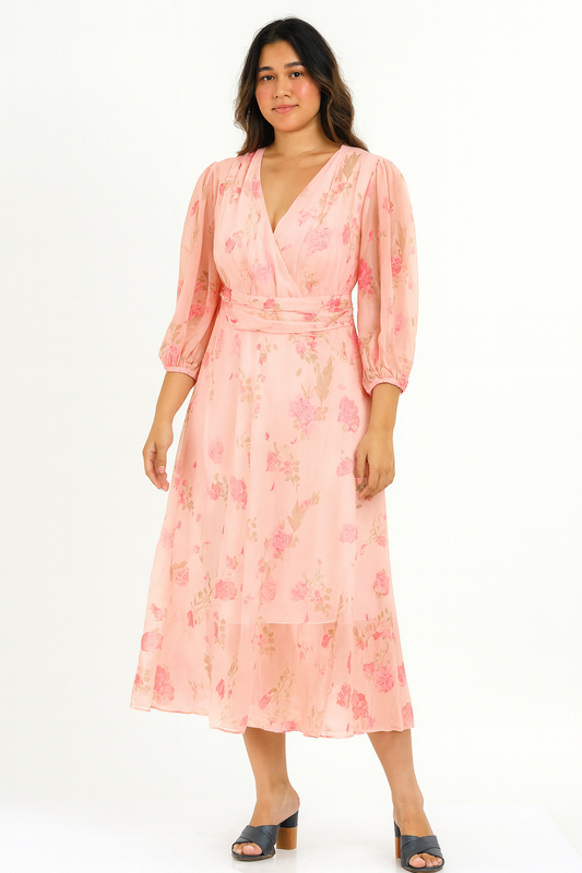 Gorgeous Printed Rose Flower Long Maxi Dress