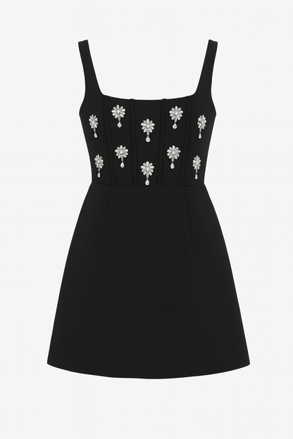 Beautiful black flayred one piece with sleev less hand