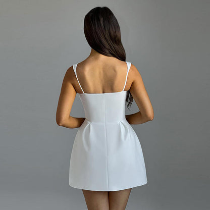White sleeve less short dress