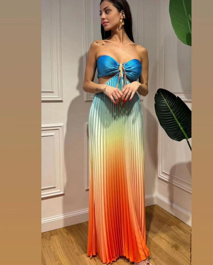 Orange long dress for women