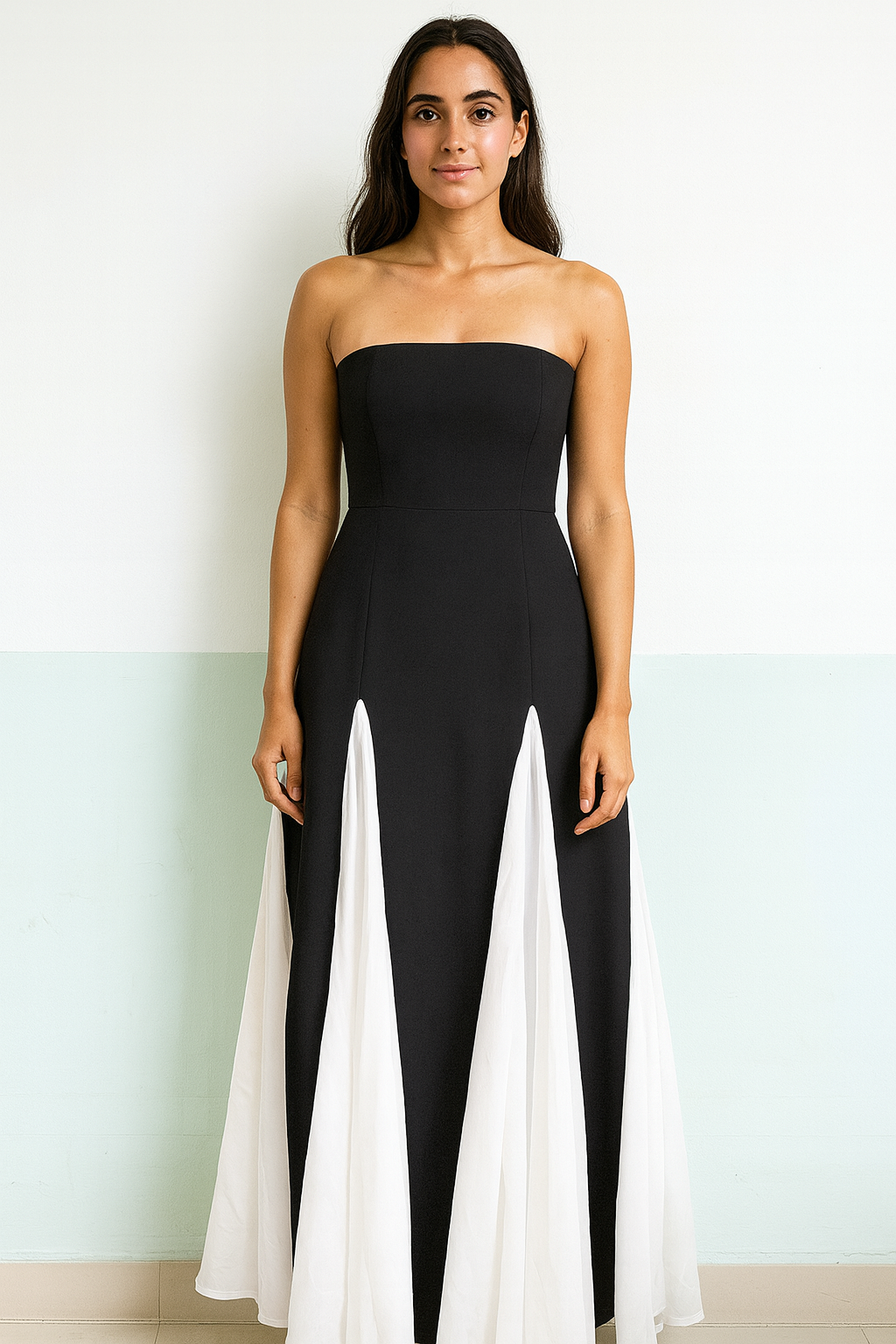 Off shoulder long flared dress for party