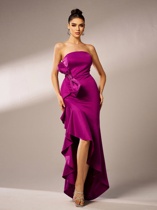 Velvet Bow Strapless Gown