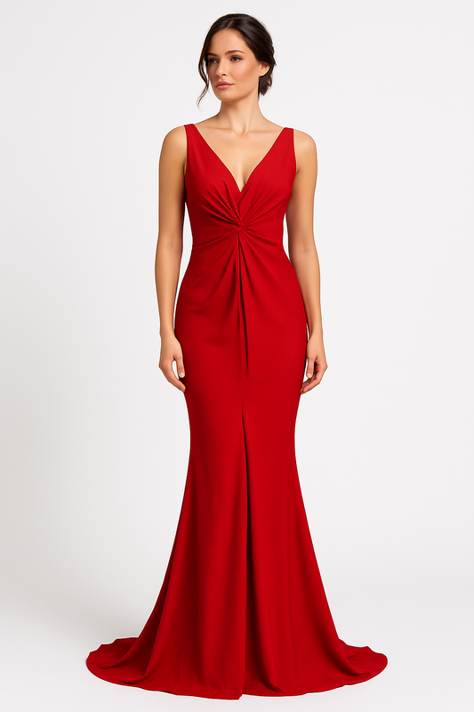 Rose Red Dress For Party Look