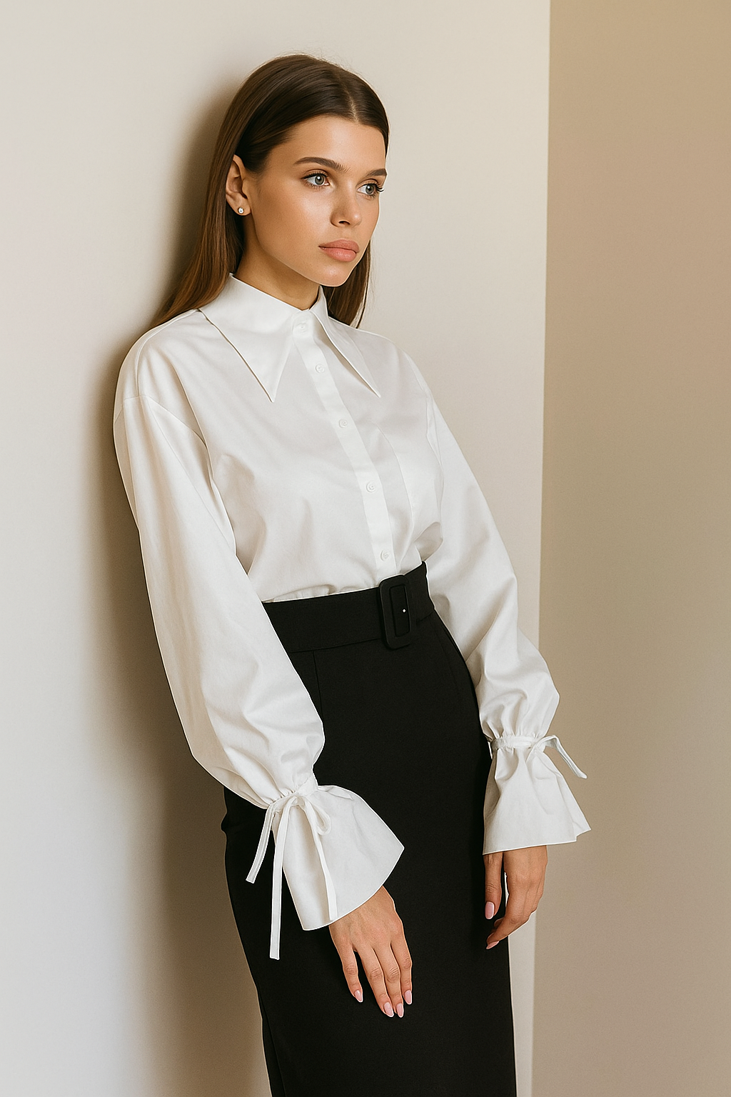 Hand note full neck white top