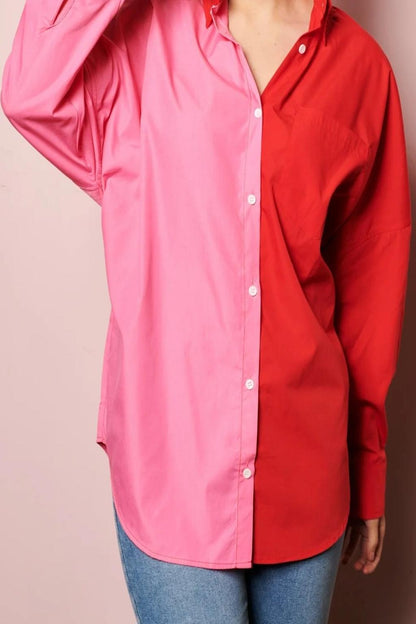 Red and pink over size zikzak shirt
