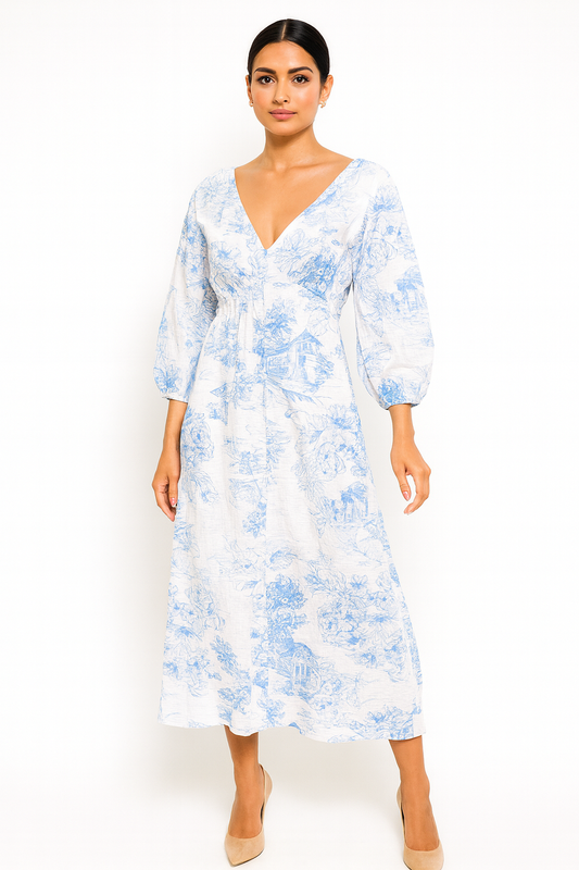 Pretty Print Long Dress For Women