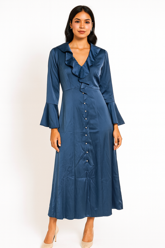 Awesome Look Dress With Pearl Button