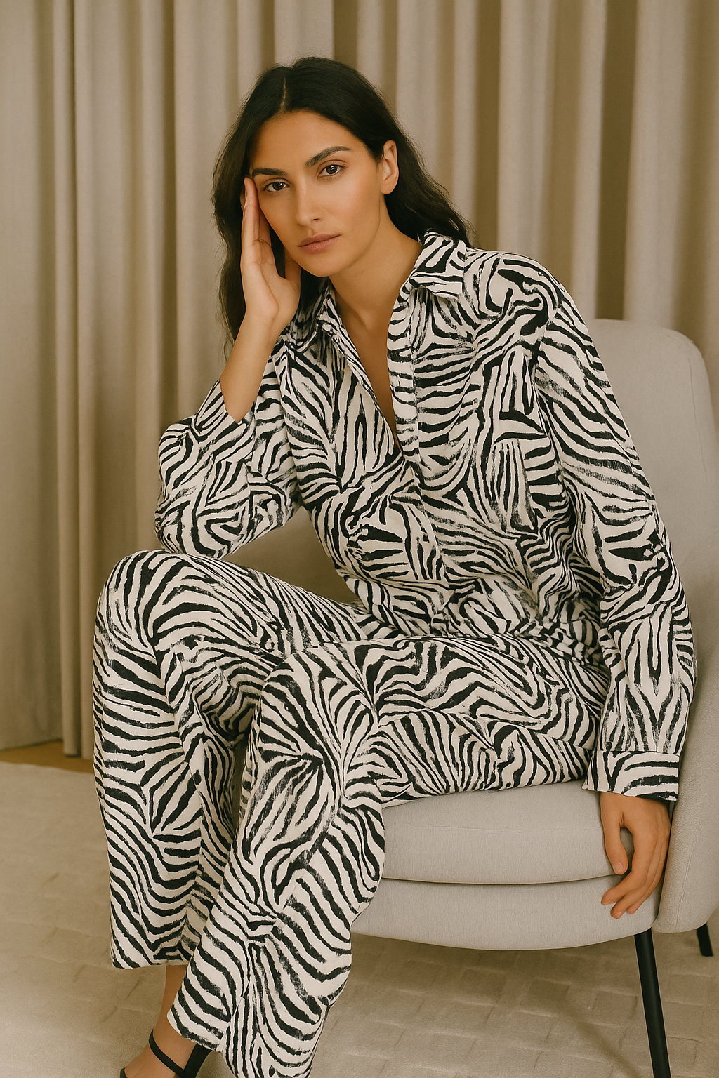 Zebra Print Cord Set For Women