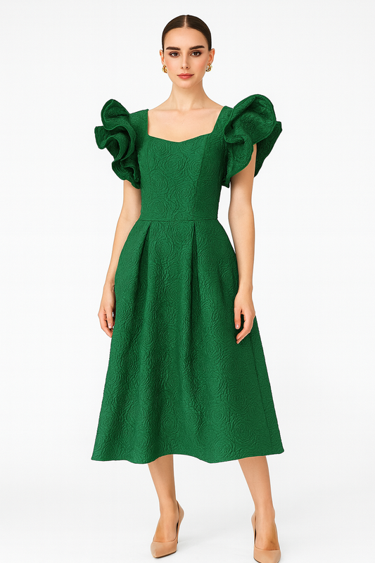 Pretty Hand Green Dress For Women
