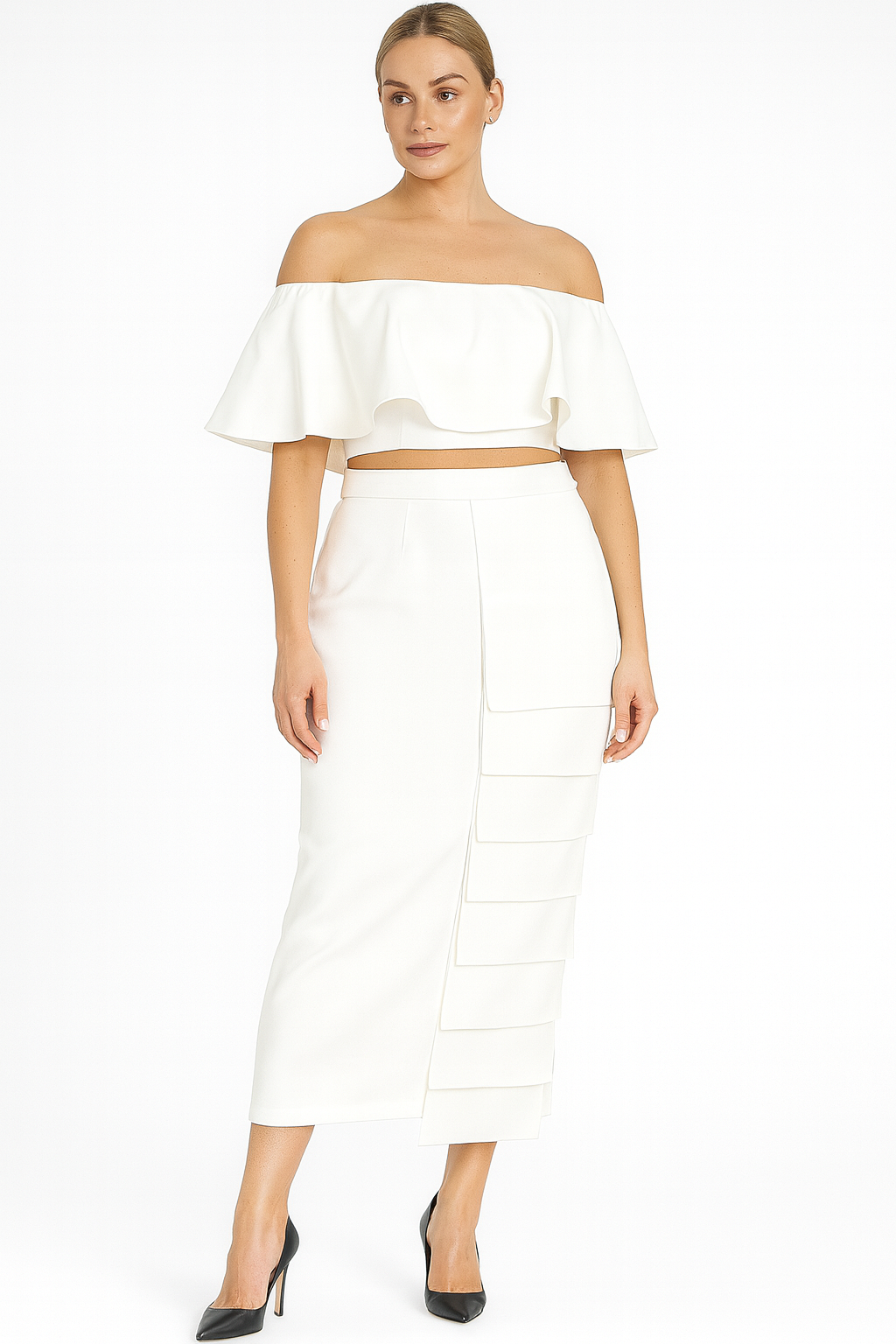 Off Shoulder Top With Skirt For Party Look