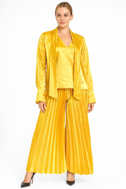 Gold Colour Top With Long Palazzo Pant