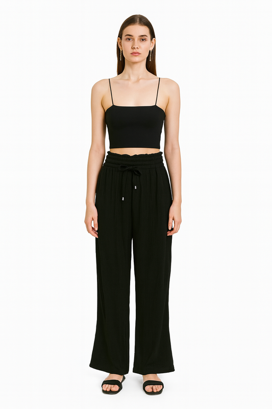 Black colour high waisted trouer for womens