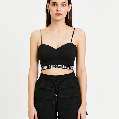 Multiple pocket black cargo pant for girls