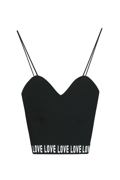 Black letter pattern crop top for womens