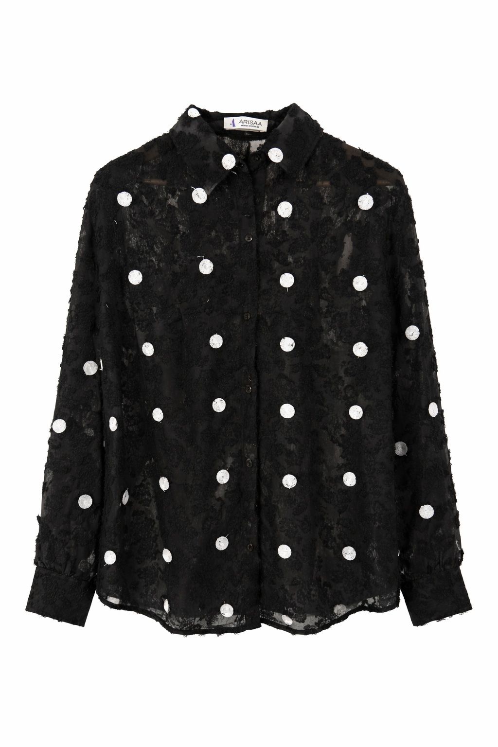 Embroidered Full Sleeve Black Shirt For Girls