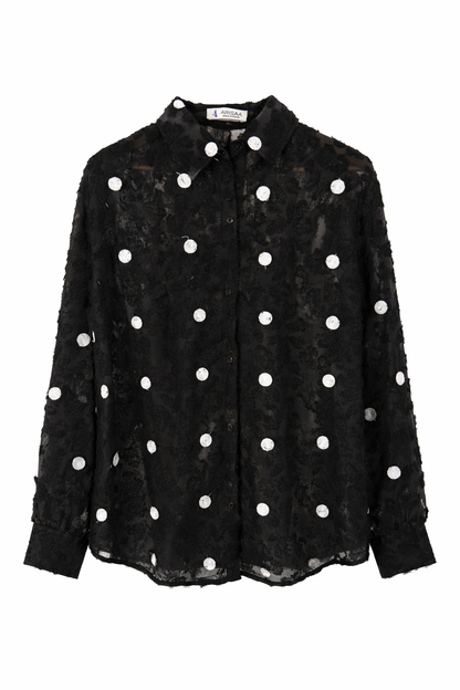 Embroidered Full Sleeve Black Shirt For Girls