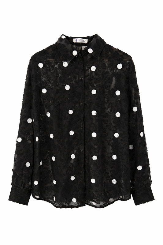 Embroidered Full Sleeve Black Shirt For Girls