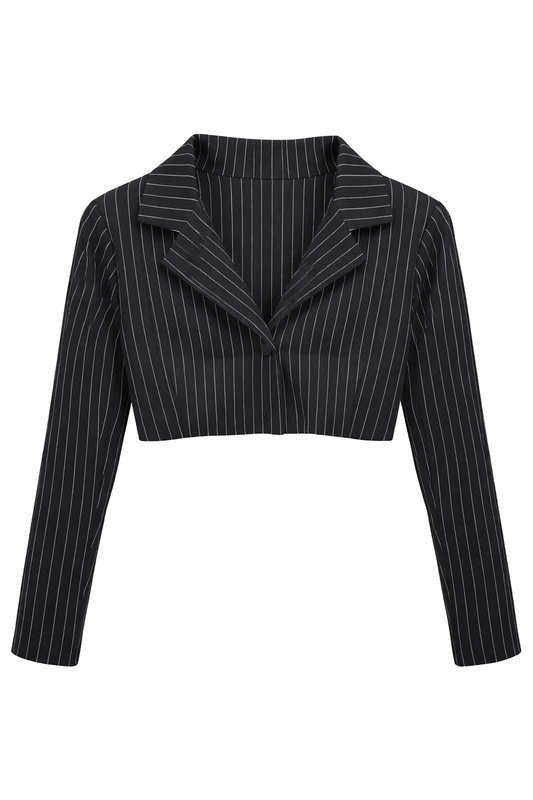 Long Sleeve Black Short Blazer For Girls