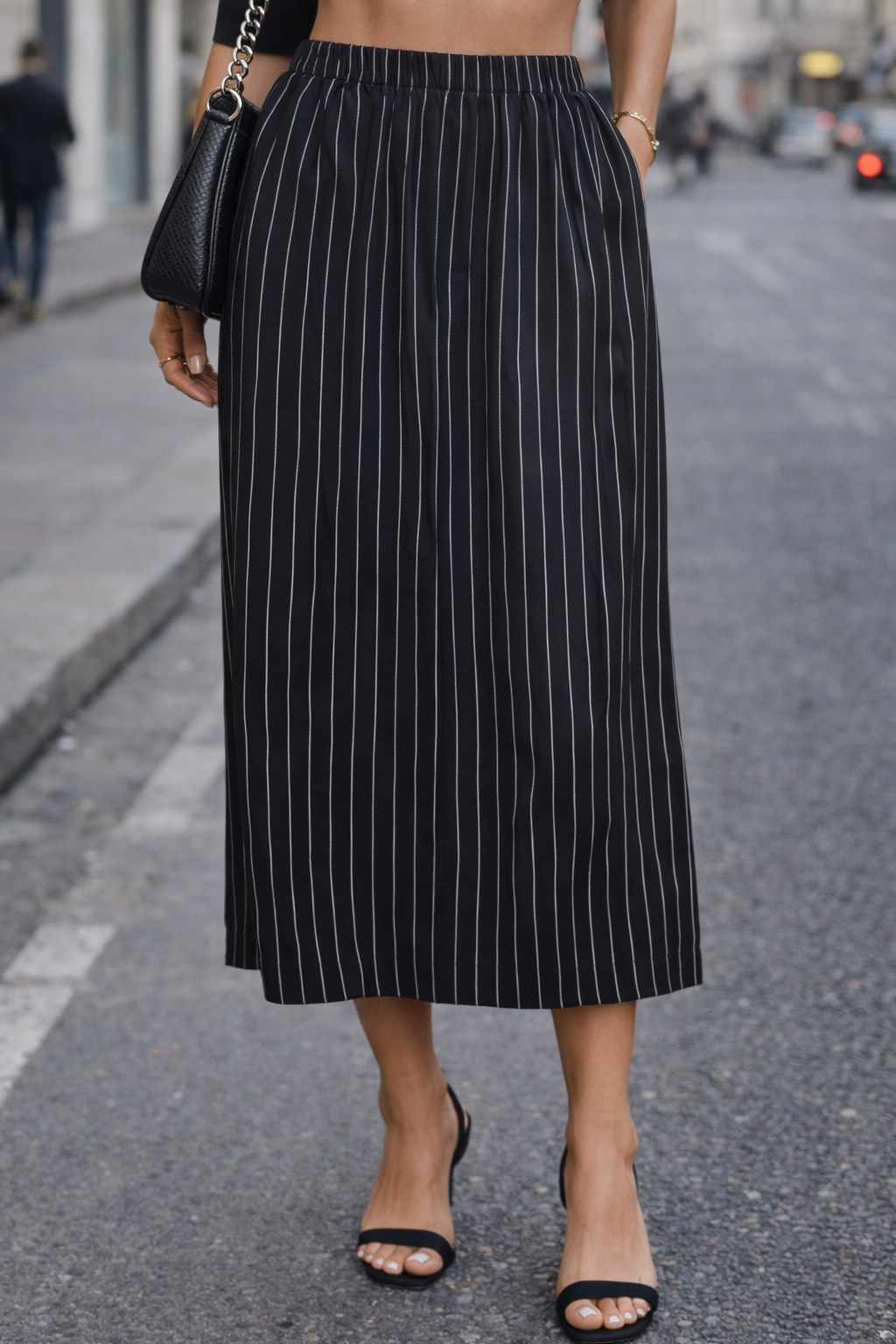 Casual Wear High West Black Skirt For Girls