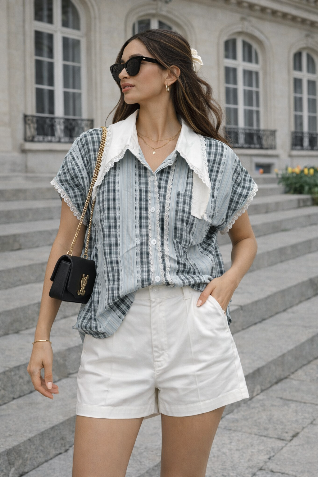 Fashion Style Blue Sleeveless Shirt For Women
