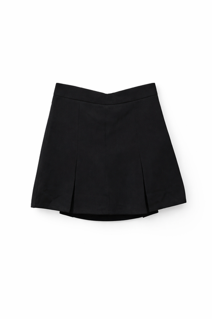 Summer Wear Black High Waist Plated Skirt For Women