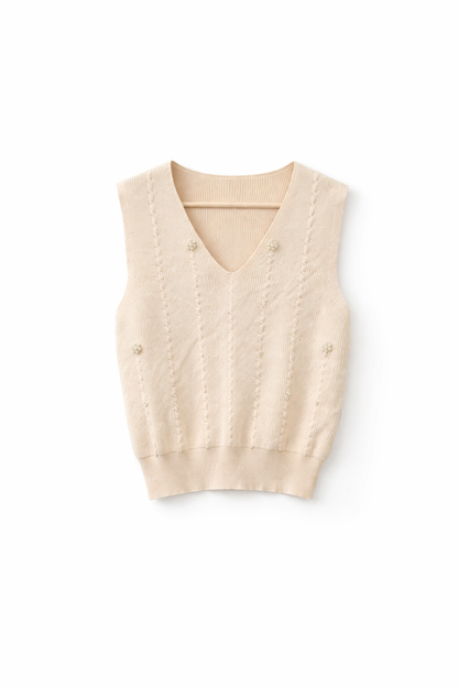 Elegant Embroidery Fone Sleeveless Sweeter For Women
