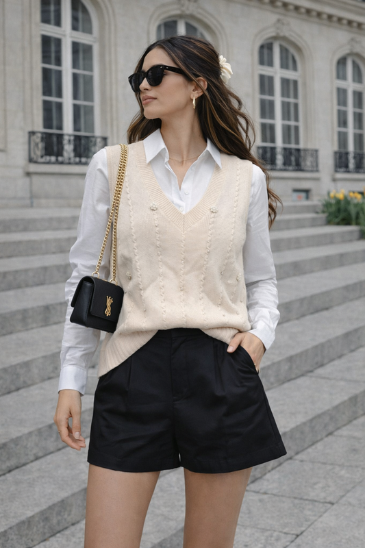 Elegant Embroidery Fone Sleeveless Sweeter For Women