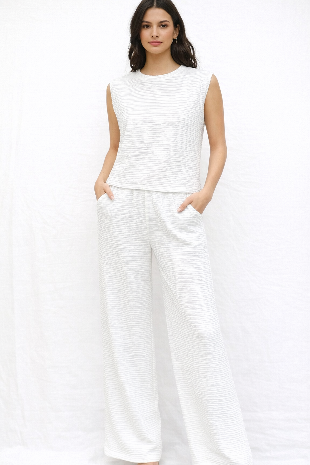 White 2 Piece Casual Wear Dress Set For Women