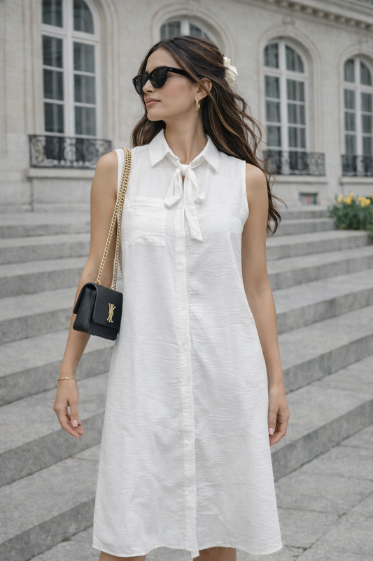 White Sleeveless Long Dress For Women