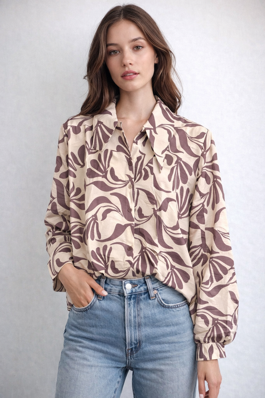 Lavender Shade Colour Printed Shirt