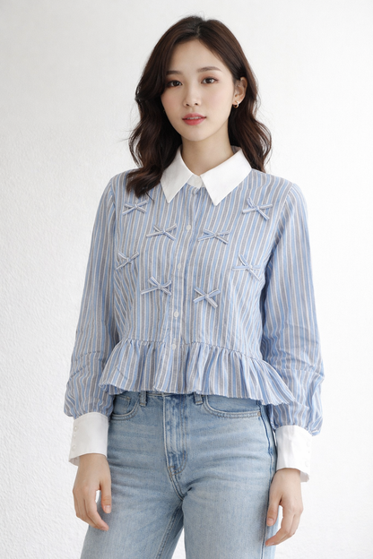 Mini Bow Charm Shirt For Girls