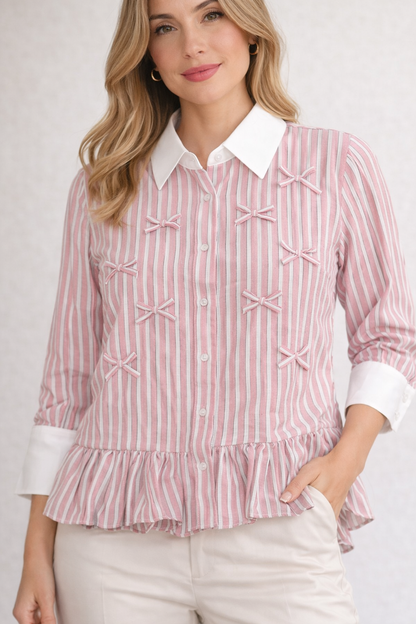 Mini Bow Charm Shirt For Girls