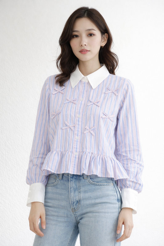 Mini Bow Charm Shirt For Girls